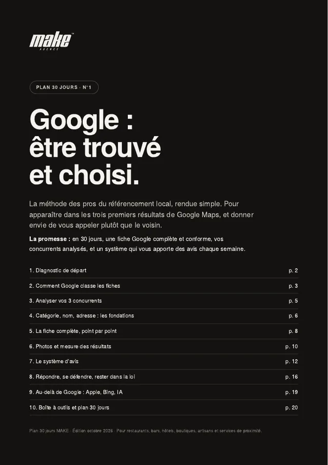 Couverture du Plan 30 jours Google : être trouvé et choisi
